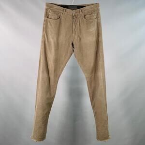 Size 33 Grey Taupe Corduroy Cotton Distressed Raw Edge Button Fly Casual Pants